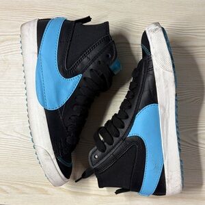 Nike Black and Light Blue High-Top Sneakers